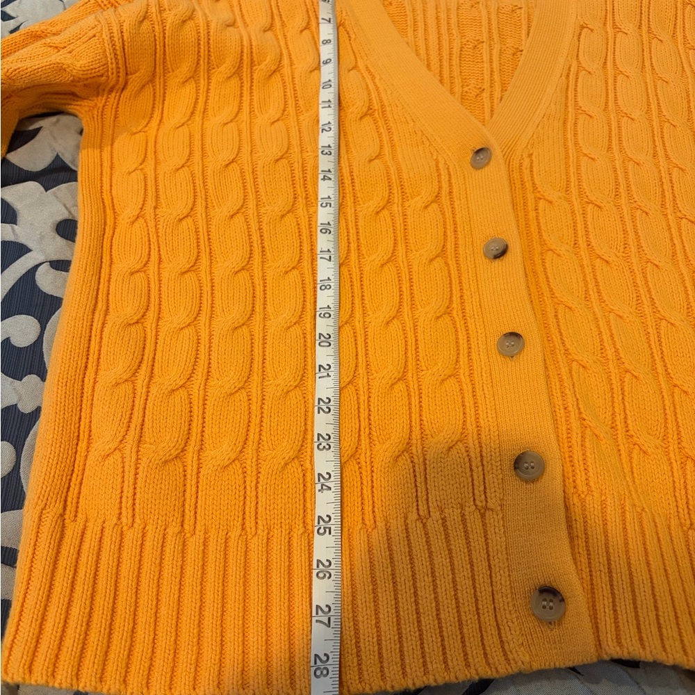 Maeve Vibrant Orange Cable Knit Cardigan - Picture 7 of 9
